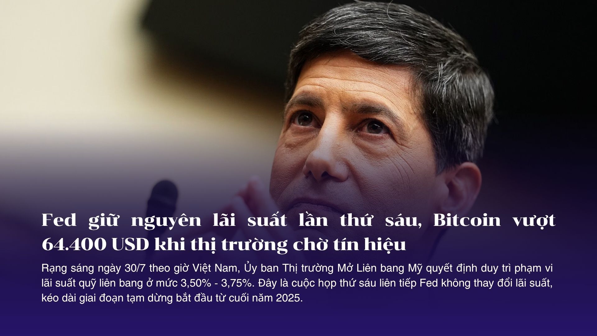 Fed giữ nguyên lãi suất lần thứ sáu, Bitcoin vượt 64.400 USD khi thị trường chờ tín hiệu từ Kevin Warsh